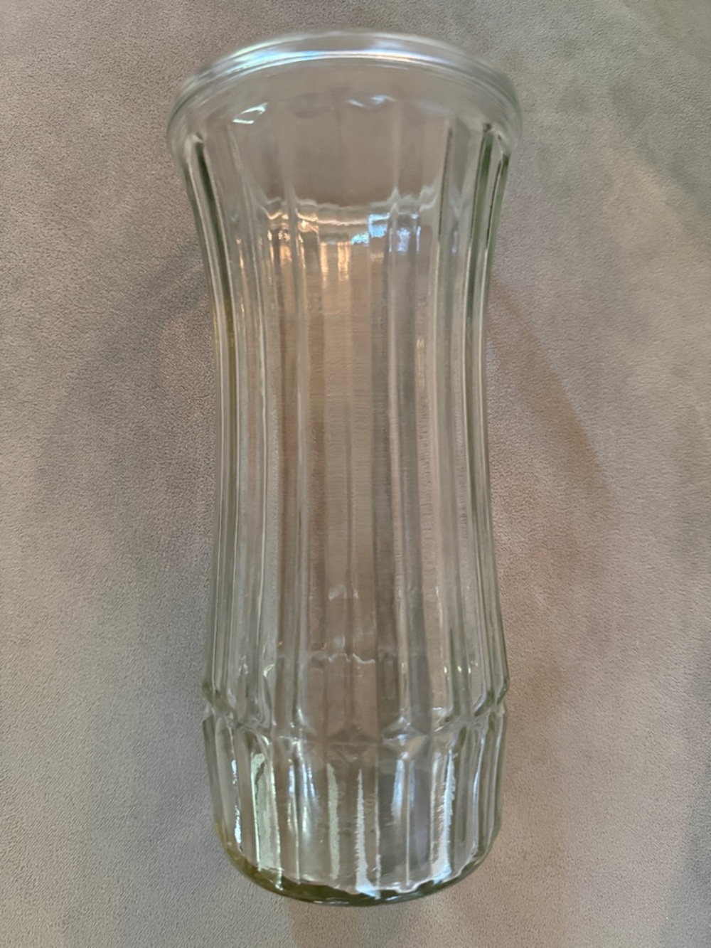 Vintage Hoosier Glass Ribbed Vase 4088-0, Clear Pressed Glass, 8.5” High